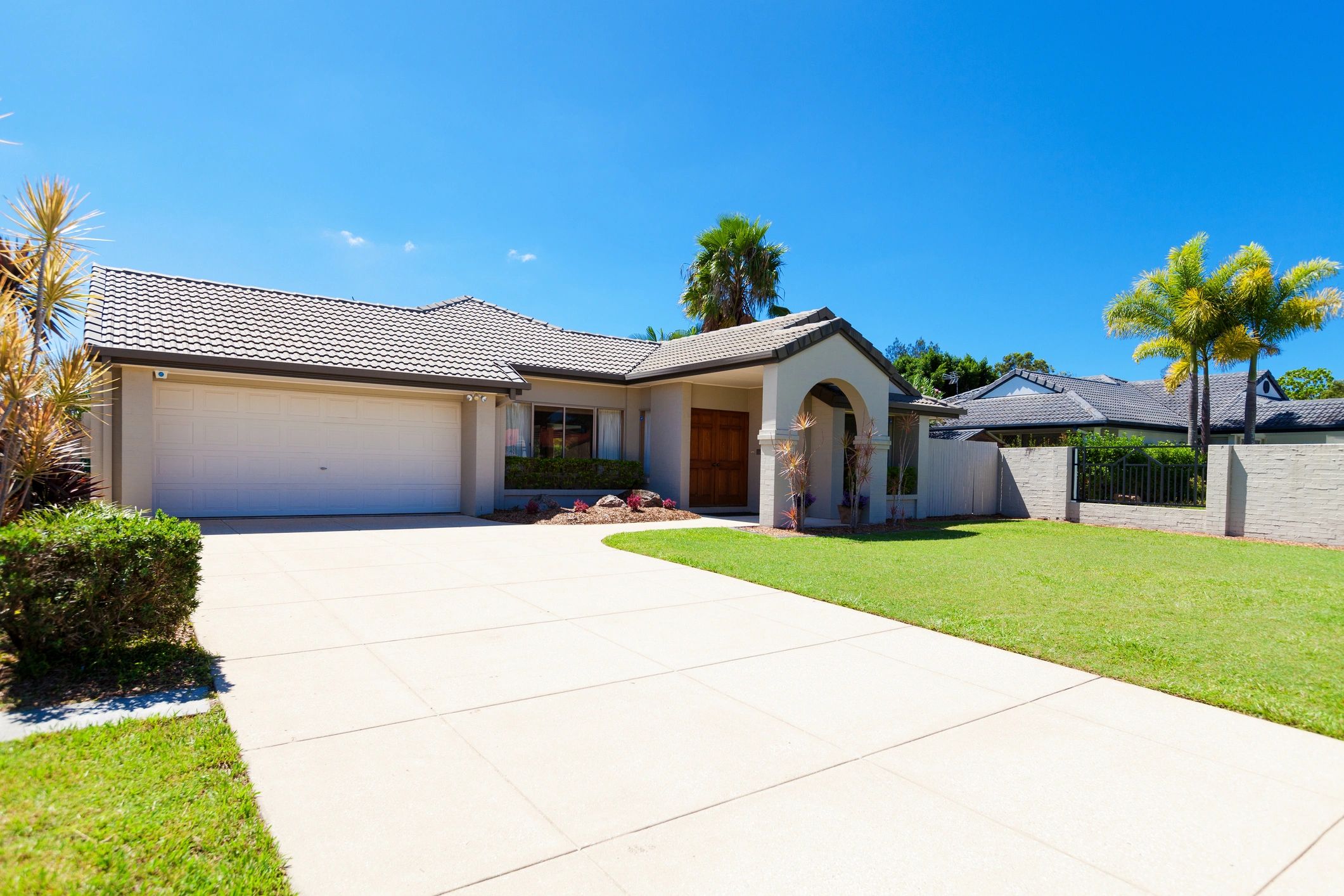 Sunny day, suburban home view