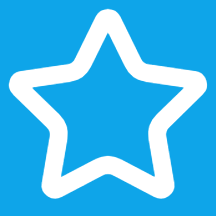 White star outline on blue background